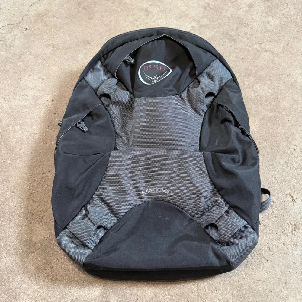 Osprey Meridian Backpack Unisex One Size Black Gray Travel Daypack Laptop Bag